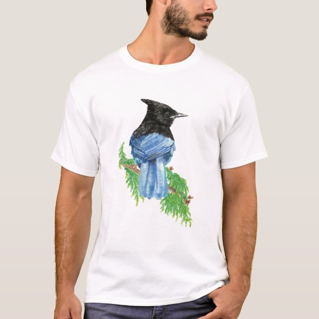 Watercolor Stellar Jay Bird Nature Art Tröja (Framsida)