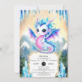 Watercolor Stollig Dragon Birthday Inbjudningar