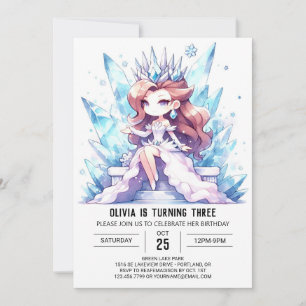 Watercolor Stollig Princess Birthday Inbjudningar