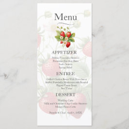 Watercolor Strawbär Bröllop Menu Meny