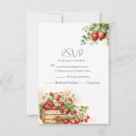Watercolor Strawbär Bröllop OSA Kort