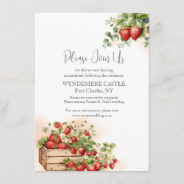 Watercolor Strawbär Bröllop Tilläggskort