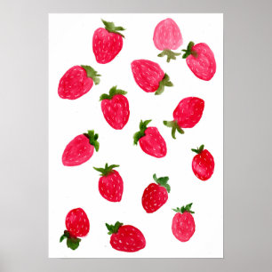 Watercolor Strawbär Mönster Poster