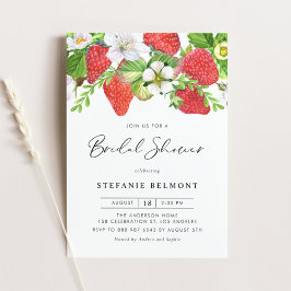 Watercolor Strawbär Sommar Möhippa Inbjudningar