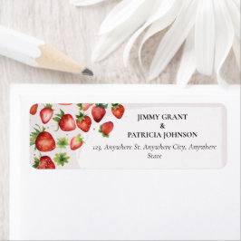 Watercolor Strawberry Berry Första födelsedag Returadress Etikett