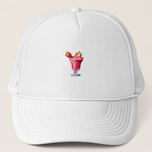 Watercolor Strawberry Cocktail Drink Keps (Framsida)