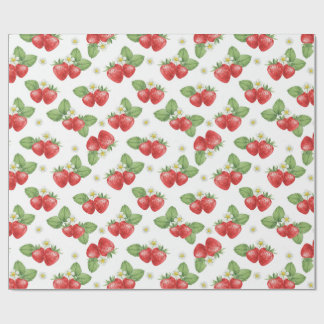 Watercolor Strawberry Fruit and Flowers  Presentpapper