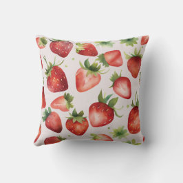 Watercolor Strawberry Mönster Kudde
