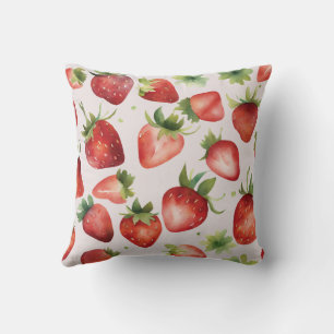 Watercolor Strawberry Mönster Kudde