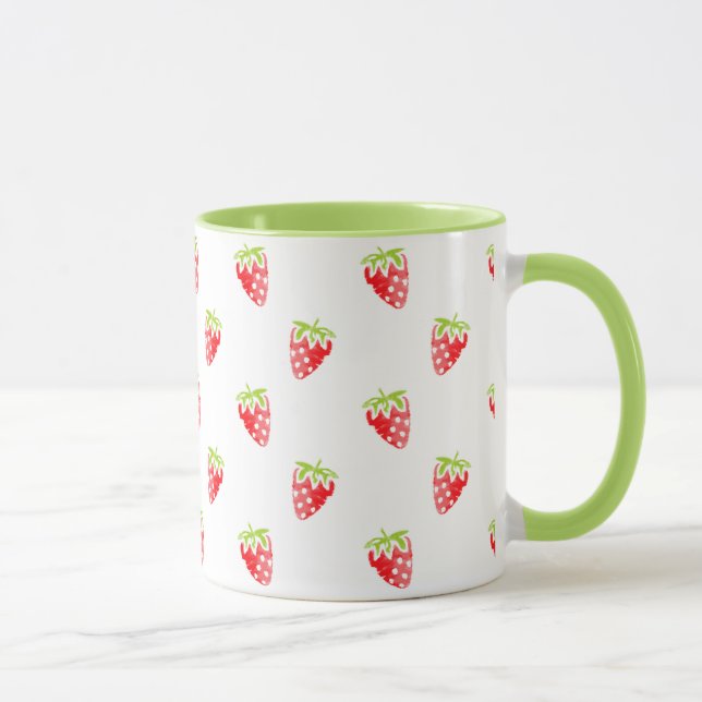 Watercolor Strawberry Mönster Mugg (Höger)