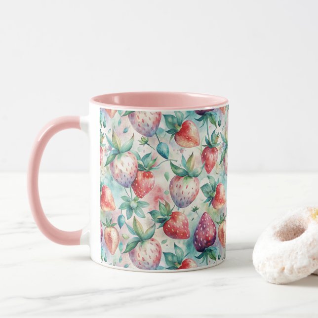 Watercolor Strawberry Mugg (Med munk)
