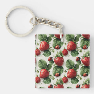 Watercolor Strawberry och Ladybug Seamless Mönster