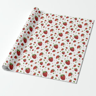 Watercolor Strawberry Red Hearts Birthday Presentpapper