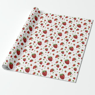 Watercolor Strawberry Red Hearts Birthday Presentpapper