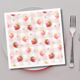 Watercolor Strawberry Rosa Play Pappersservett