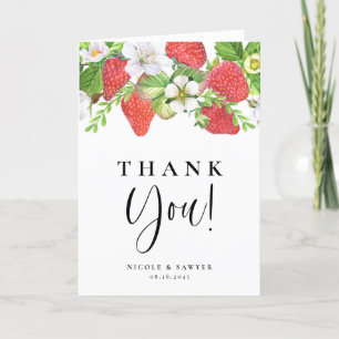 Watercolor Strawberry, sommartid Bröllop Tack Kort