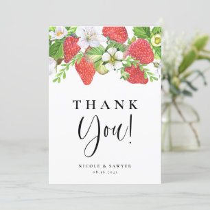 Watercolor Strawberry, sommartid Bröllop Tack Kort