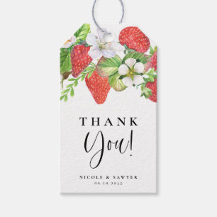 Watercolor Strawberry, sommartid Bröllop Tack Presentetikett