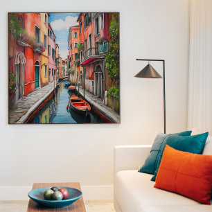Watercolor Street i Venedig Square Poster