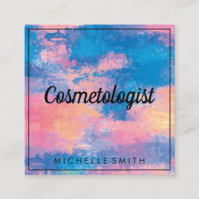 Watercolor Struktur Fyrkantigt Visitkort (Framsida)