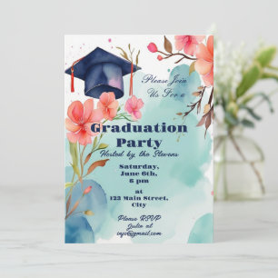 Watercolor Studenten Firande Inbjudningar