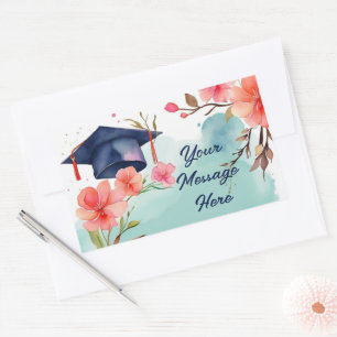Watercolor Studenten Firande Rektangulärt Klistermärke
