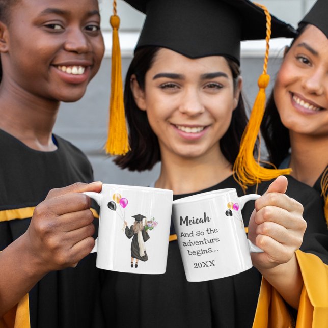 Watercolor Studenten Gown & Cap Girl Mugg (Skapare uppladdad)