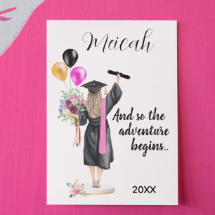 Watercolor Studenten Modern Trendig Girl Card Kort