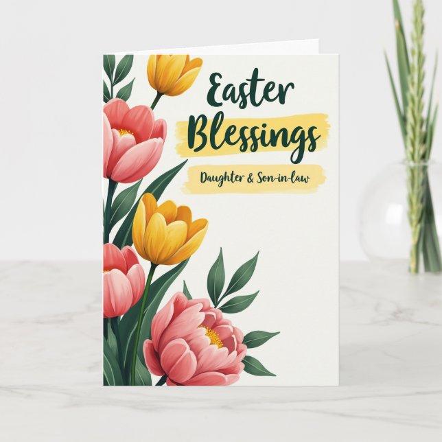 Watercolor Style Easter Blessings Card Kort (Framsida)
