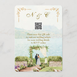 Watercolor Style QR Code Wedding Enclosure Card Tilläggskort