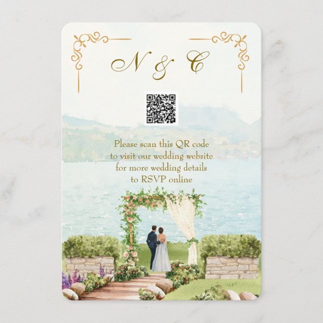 Watercolor Style QR Code Wedding Enclosure Card Tilläggskort (Framsida)