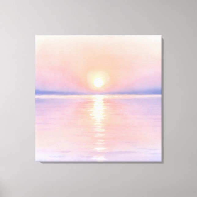 Watercolor Style Sun - Seascape Art Canvastryck (Framsida)