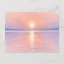 Watercolor Style Sun - Seascape Art