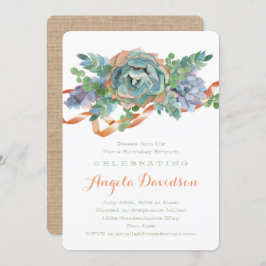 Watercolor Succulent Birthday Brunch Party Inbjudningar