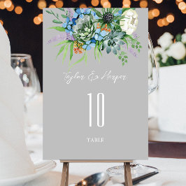 Watercolor Succulent Blommigt Bouquet Boho Bröllop Bordsnummer