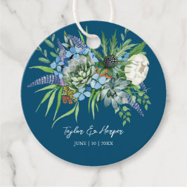 Watercolor Succulent Blommigt Bouquet Boho Bröllop Gåvor Etiketter