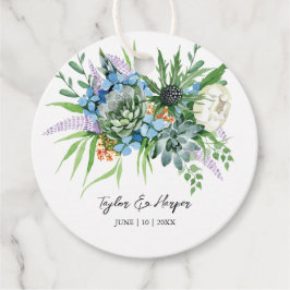 Watercolor Succulent Blommigt Bouquet Boho Bröllop Gåvor Etiketter