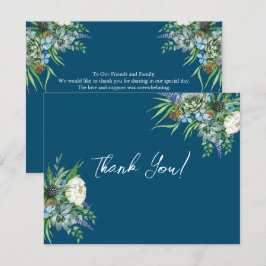 Watercolor Succulent Blommigt Bouquet Boho Bröllop Tack Kort