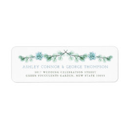 Watercolor Succulent Garden Summer Bröllop Adress Returadress Etikett