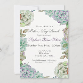 Watercolor Succulent Mors dag Brunch Inbjudan