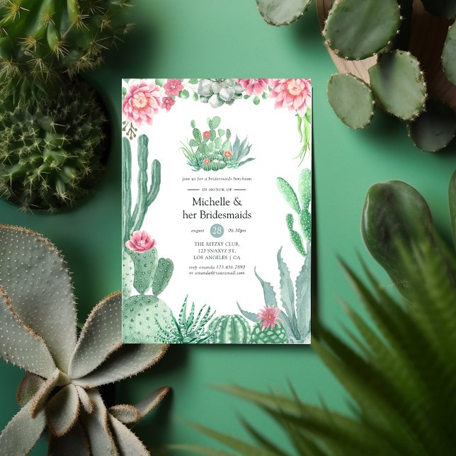 Watercolor Succulents Bröllop Bridesmaids Luncheon Inbjudningar (Skapare uppladdad)