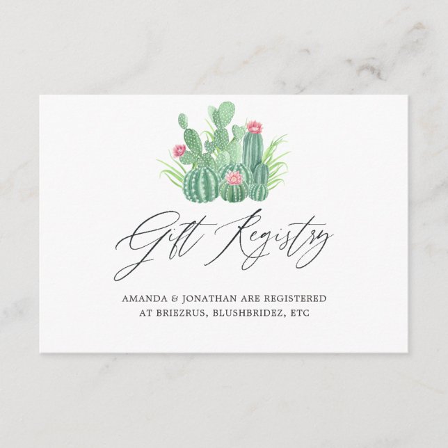 Watercolor Succulents Möhippa Gift Registry Tilläggskort (Framsida)