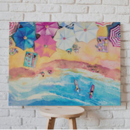 Watercolor Summer Beach Canvastryck