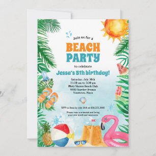 Watercolor Summer Beach Party Inbjudningar