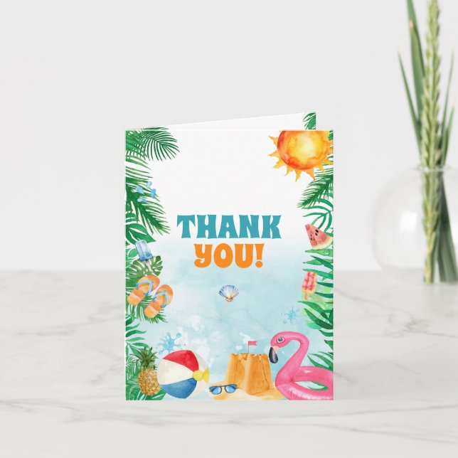 Watercolor Summer Beach Party Tack Kort (Framsida)