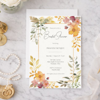 Watercolor Summer Floral Bridal Shower  Inbjudningar