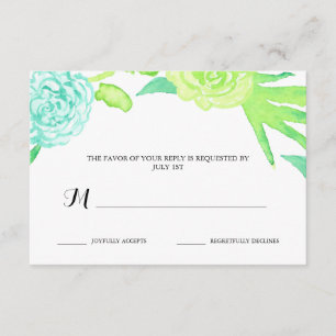Watercolor Summer Flowers Bröllop OSA Kort