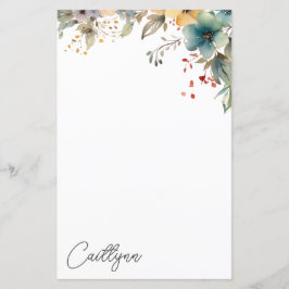 Watercolor Summer Flowers Personlig Stationery