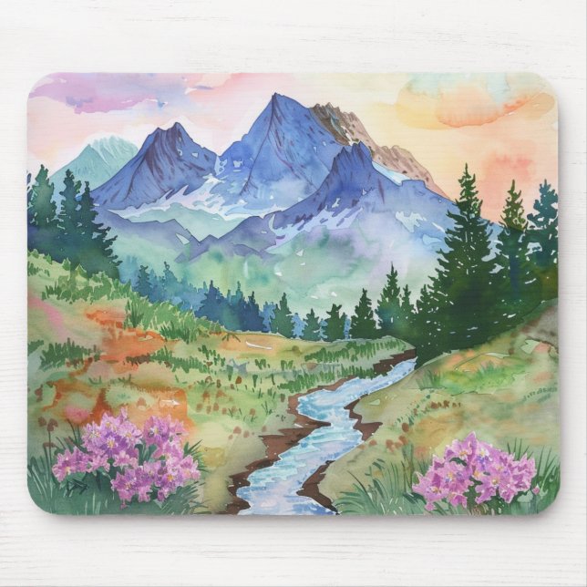Watercolor Summer Mountain Musmatta (Framsidan)