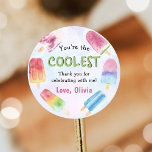 Watercolor Summer Popsicle Birthday Sticker Runt Klistermärke<br><div class="desc">Watercolor Summer Popsicle Birthday Sticker</div>